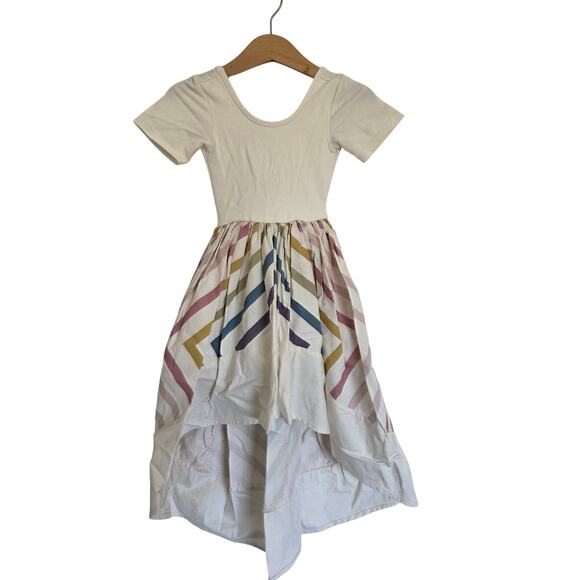 Pleiades Designs Ballerina Rainbow Chevron Stripe Dress - Picture 1 of 5